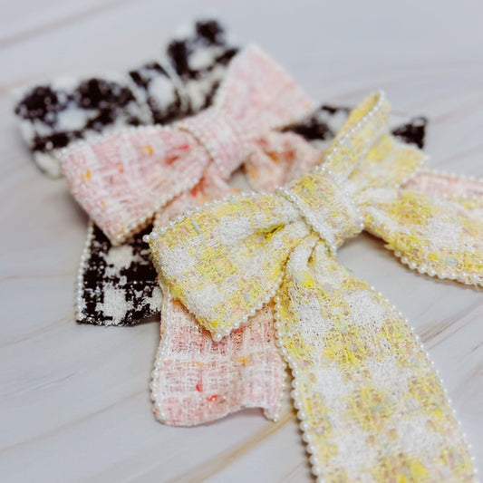 Soft Tweed Bow Hair Clip