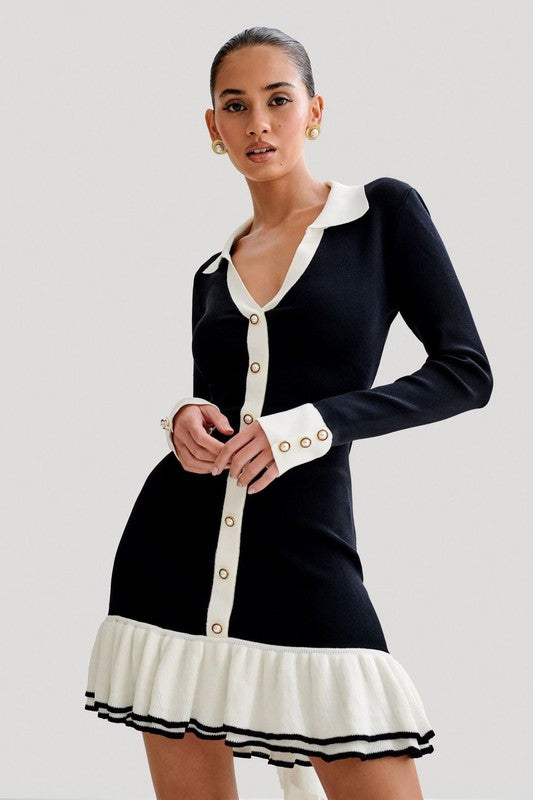 Split Collar Sweater Dress