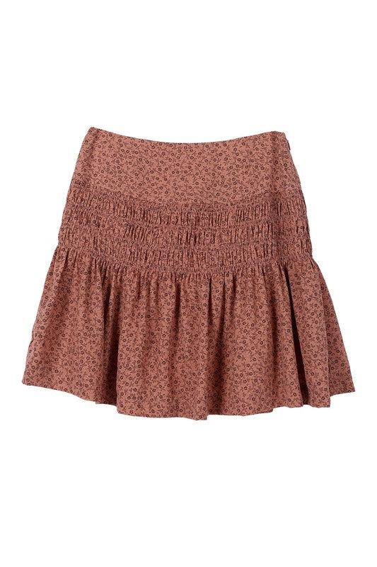 Floral Smocked Mini Skirt - The Beaucoup Home