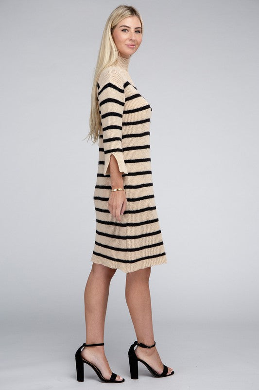 Striped Pattern Sweater Dress - The Beaucoup Home