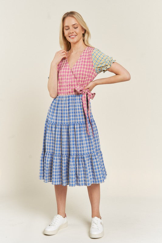 Coloblock Gingham Dress - The Beaucoup Home