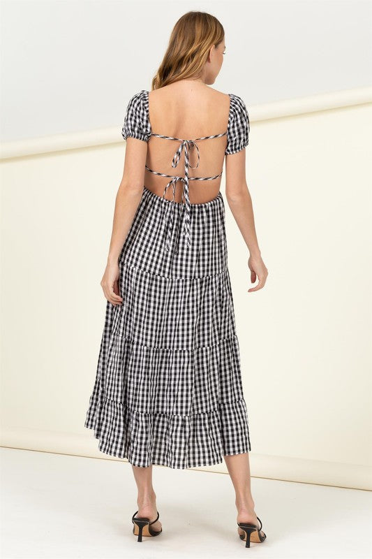 Somewhere to Go Tie-Back Gingham Print Maxi Dress - The Beaucoup Home