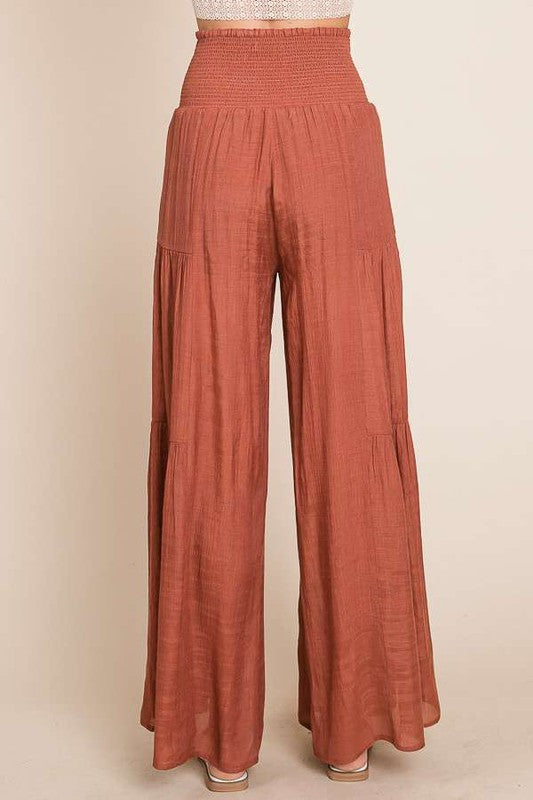 Tie front ruched waist back pants - The Beaucoup Home