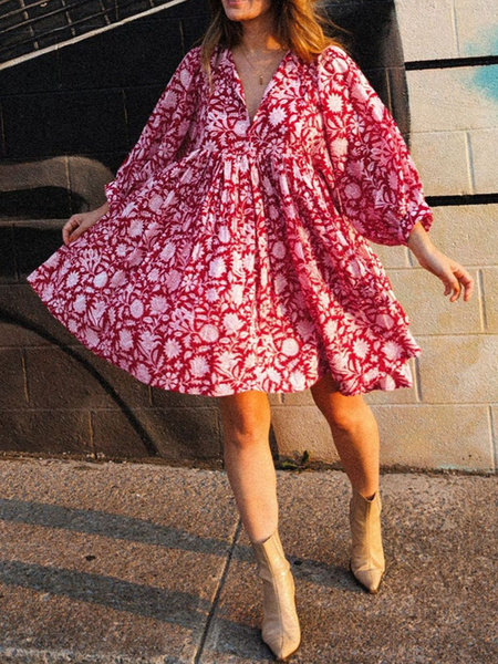 Floral Tie Loose Dress