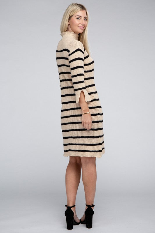 Striped Pattern Sweater Dress - The Beaucoup Home