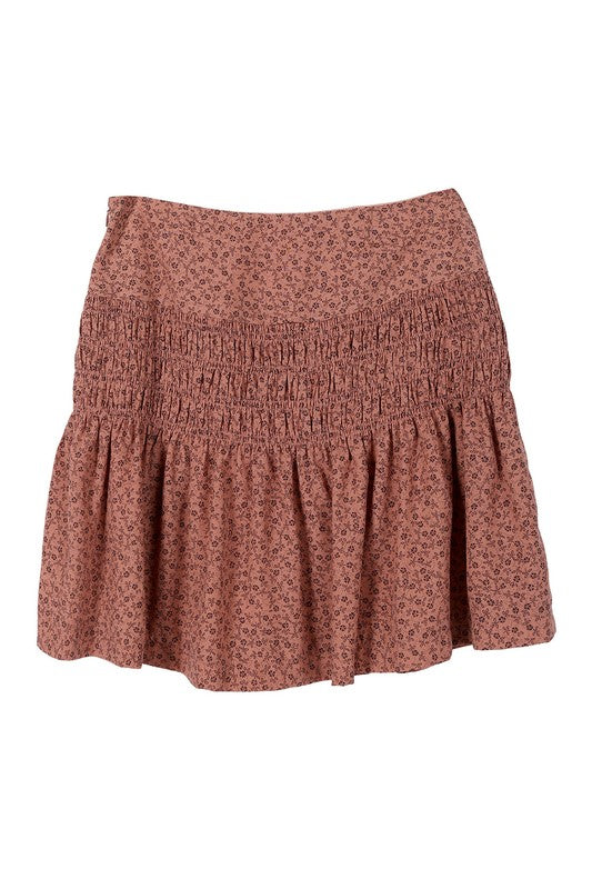 Floral Smocked Mini Skirt - The Beaucoup Home