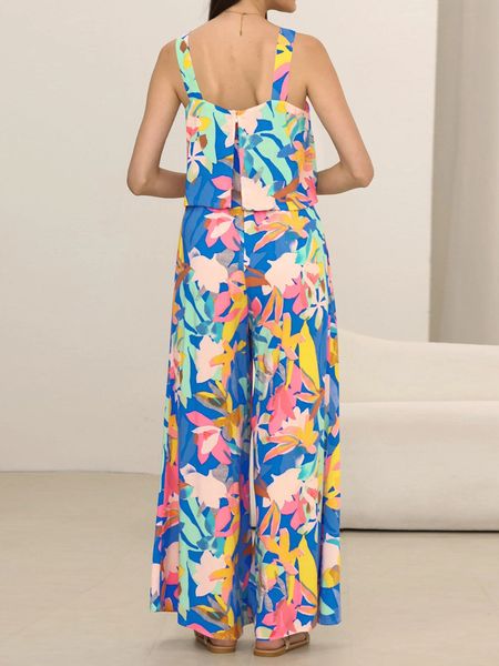 Casual Camisole Printed Wide Leg Jumpsuit