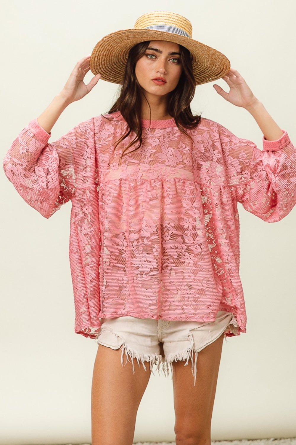 BiBi Floral Lace Long Sleeve Top - The Beaucoup Home