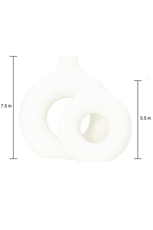 Modern Ceramic Vase Round Shape - 2 pcs/set - The Beaucoup Home