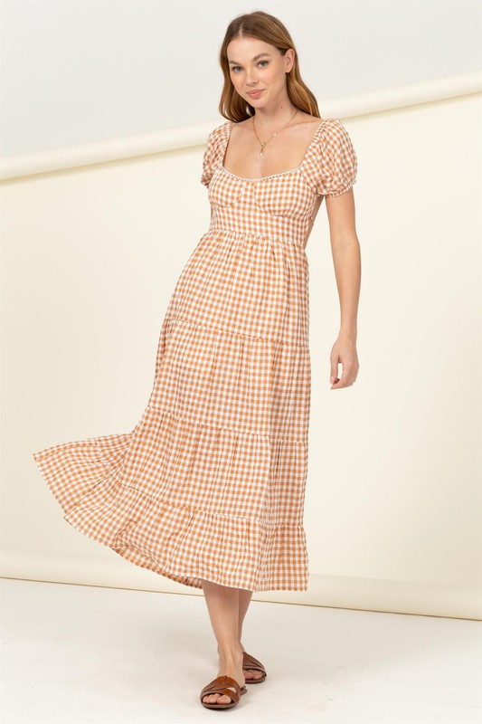 Somewhere to Go Tie-Back Gingham Print Maxi Dress - The Beaucoup Home