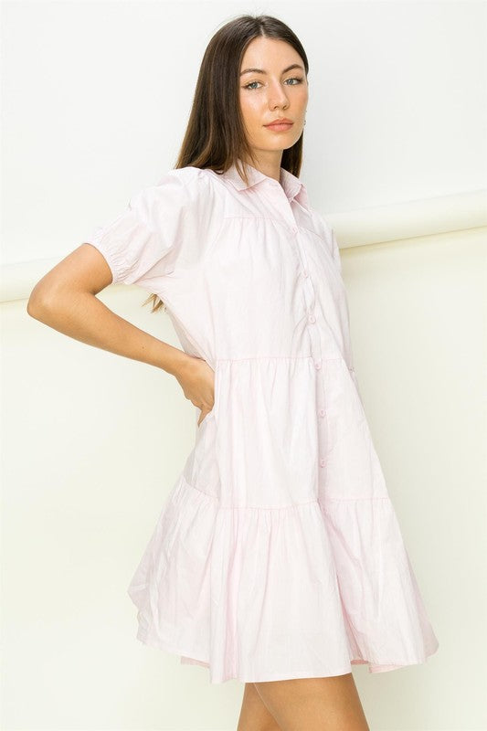 Not Your Girl Tiered Button-Up Mini Dress - The Beaucoup Home