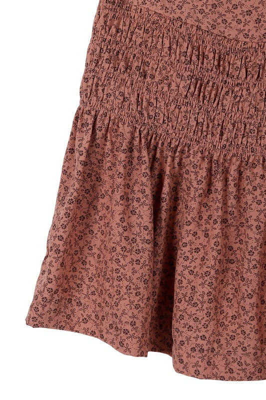 Floral Smocked Mini Skirt - The Beaucoup Home