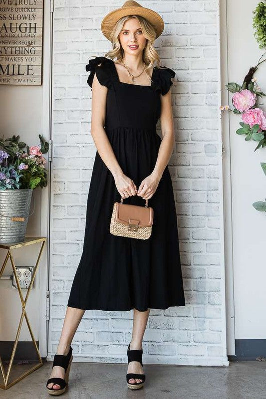 Ruffle Linen Midi Dress - The Beaucoup Home