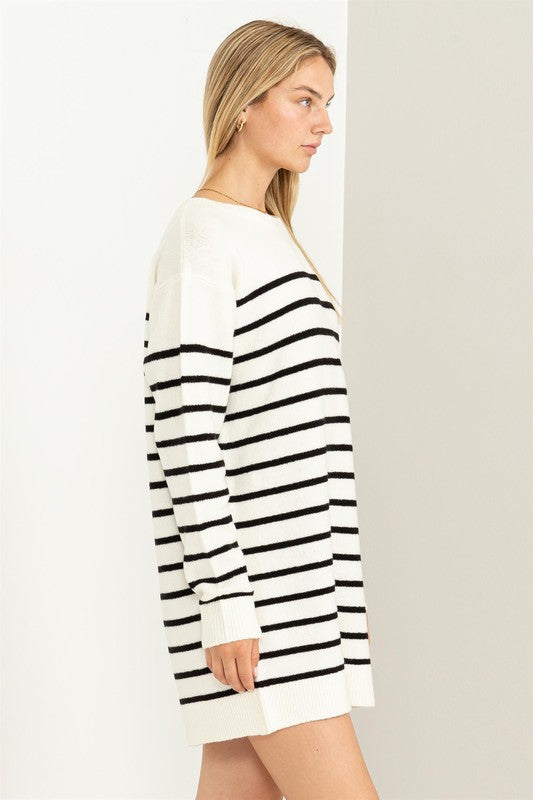 Casually Chic Striped Sweater Dress - The Beaucoup Home