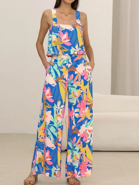 Casual Camisole Printed Wide Leg Jumpsuit