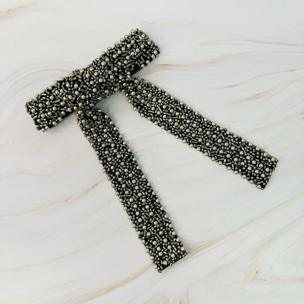 Luxe Beaded Pretty Bow Hair Clip