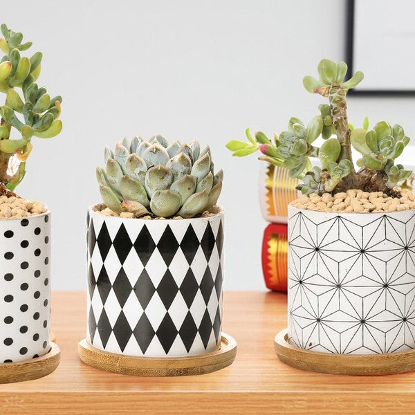 B&W Planters Set of 3 - The Beaucoup Home