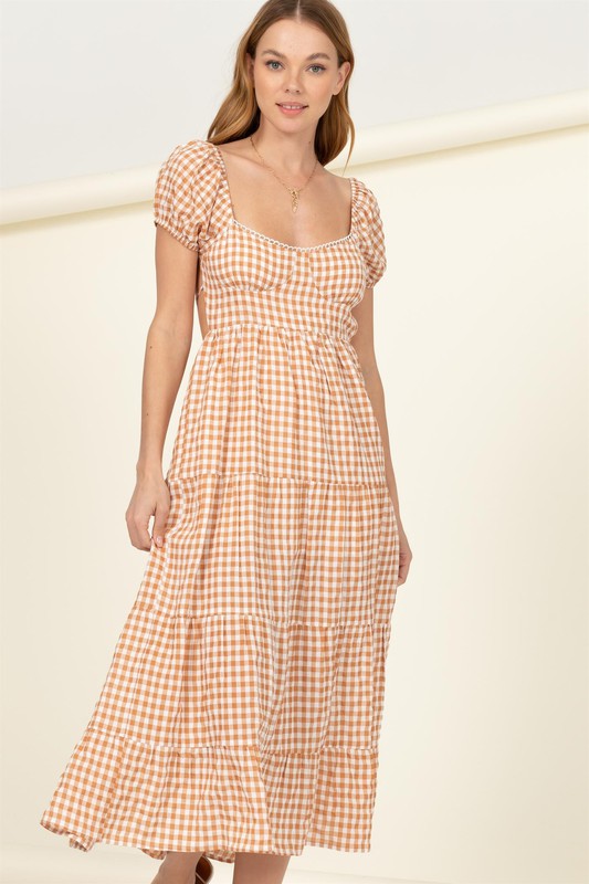 Somewhere to Go Tie-Back Gingham Print Maxi Dress - The Beaucoup Home