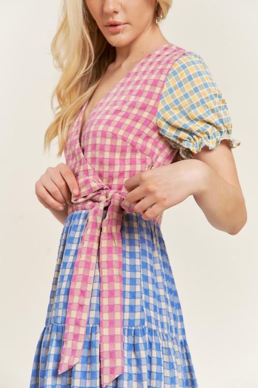 Coloblock Gingham Dress - The Beaucoup Home