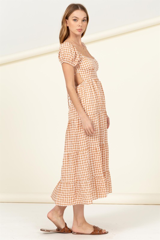 Somewhere to Go Tie-Back Gingham Print Maxi Dress - The Beaucoup Home