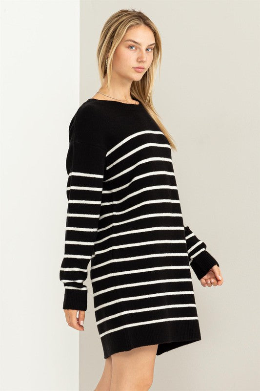 Casually Chic Striped Sweater Dress - The Beaucoup Home