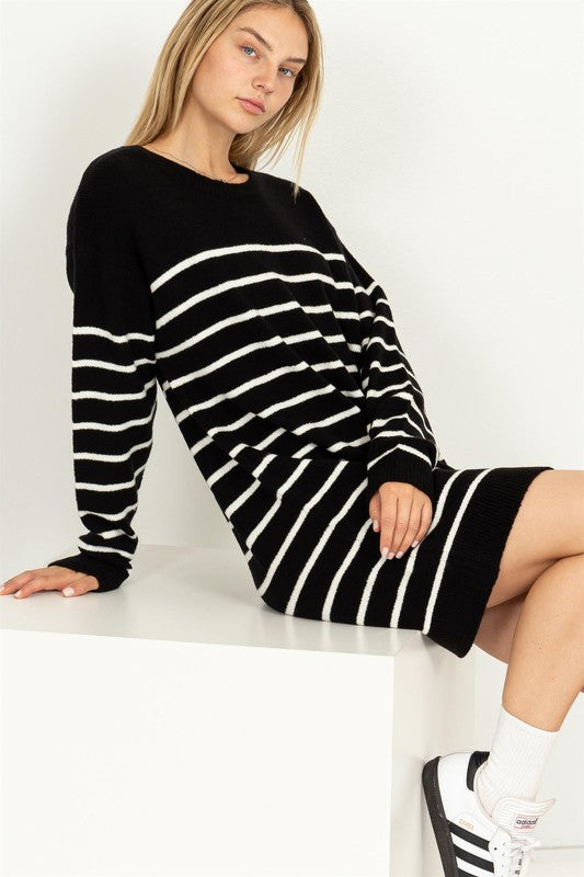 Casually Chic Striped Sweater Dress - The Beaucoup Home