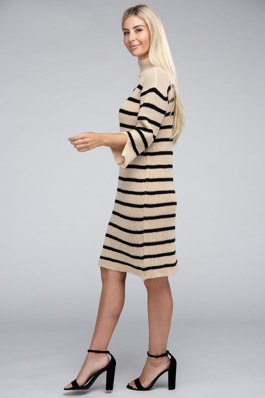 Striped Pattern Sweater Dress - The Beaucoup Home