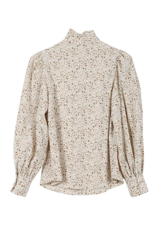 Stand Collar Floral Frill Blouse - The Beaucoup Home