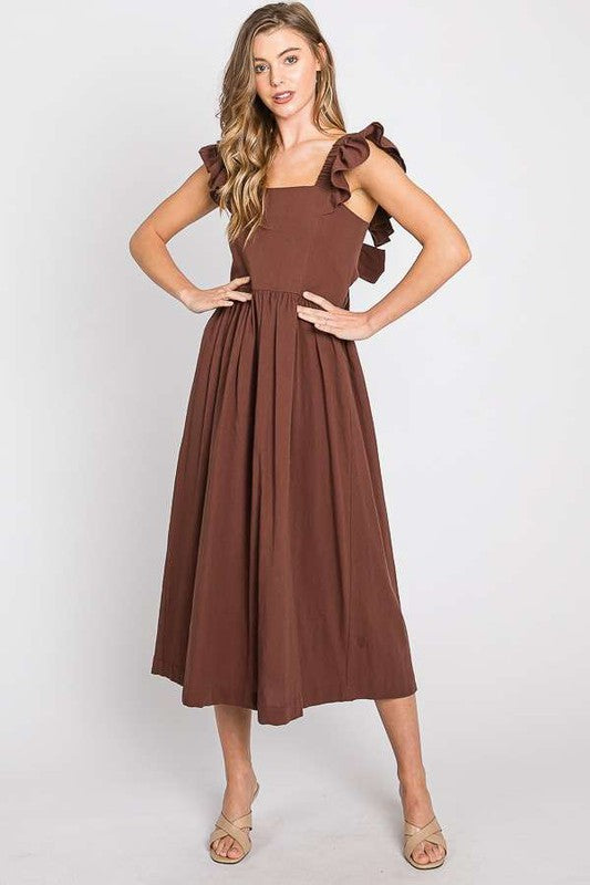 Ruffle Linen Midi Dress - The Beaucoup Home