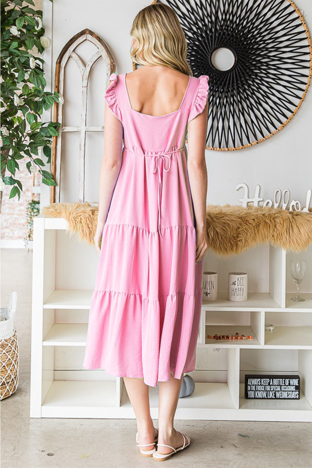 Reborn J Ruffled Sleeveless Tiered Midi Dress - The Beaucoup Home