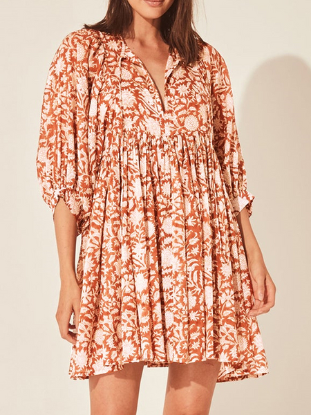 Floral Tie Loose Dress