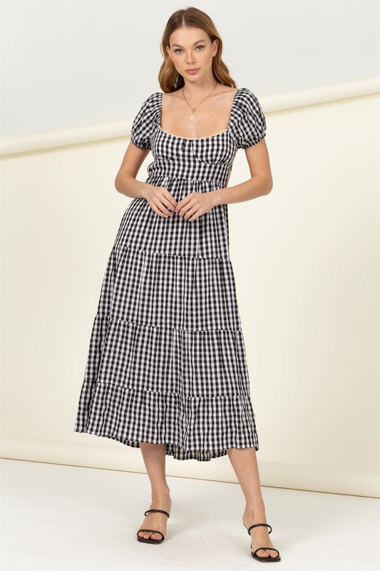 Somewhere to Go Tie-Back Gingham Print Maxi Dress - The Beaucoup Home