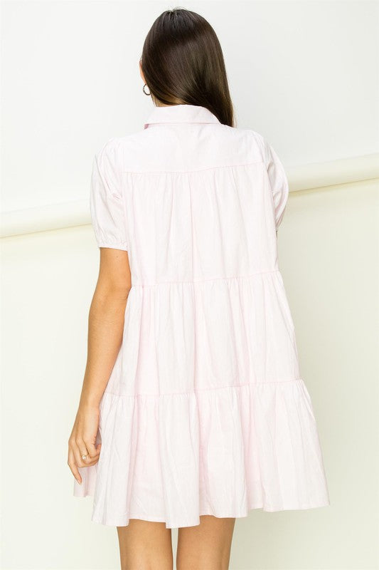 Not Your Girl Tiered Button-Up Mini Dress - The Beaucoup Home