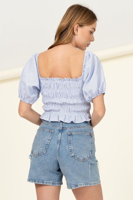 Cotton Candy Smocked Striped Crop Top - The Beaucoup Home