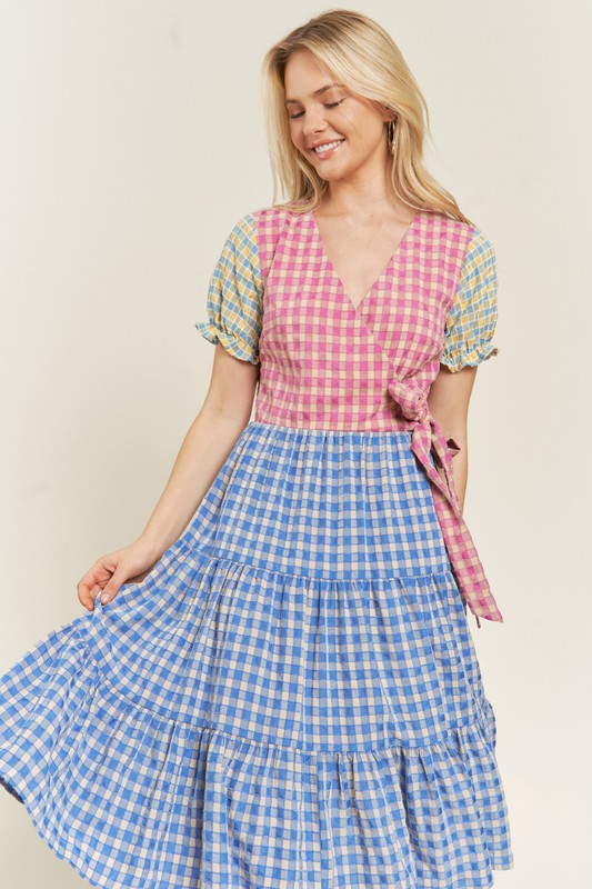 Coloblock Gingham Dress - The Beaucoup Home