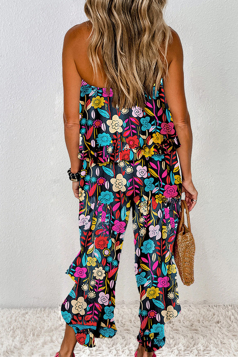 Printed Tube Wide Leg Jumpsuit - The Beaucoup Home