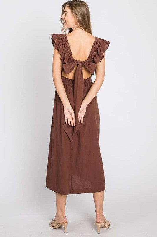 Ruffle Linen Midi Dress - The Beaucoup Home