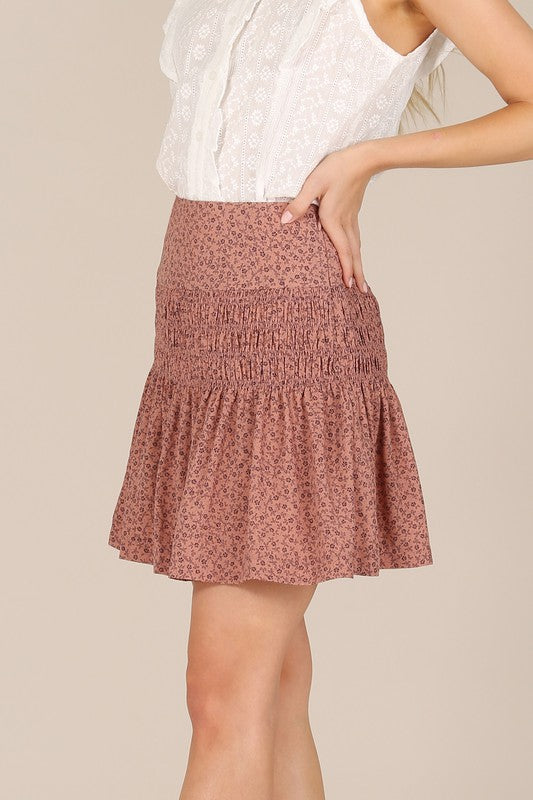 Floral Smocked Mini Skirt - The Beaucoup Home