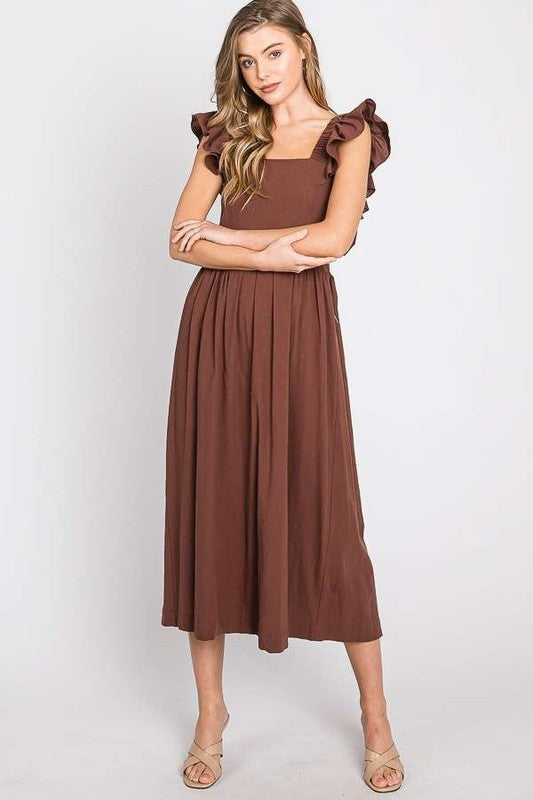 Ruffle Linen Midi Dress - The Beaucoup Home