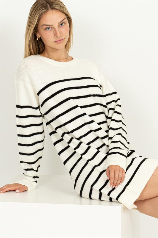 Casually Chic Striped Sweater Dress - The Beaucoup Home