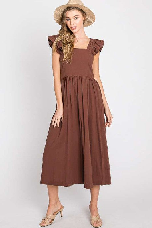 Ruffle Linen Midi Dress - The Beaucoup Home