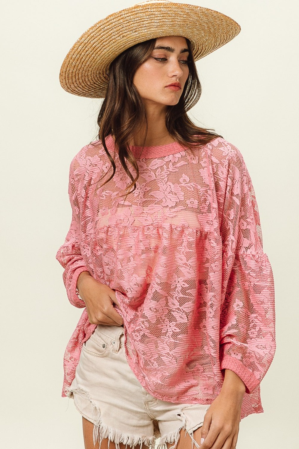 BiBi Floral Lace Long Sleeve Top - The Beaucoup Home