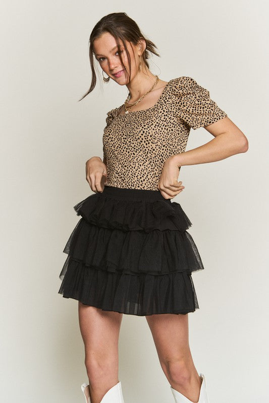 Solid Mesh Tiered Skirt - The Beaucoup Home