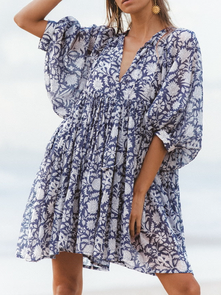 Floral Tie Loose Dress