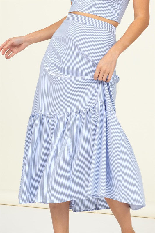 High Waist Ruffle Hem Midi Skirt - The Beaucoup Home