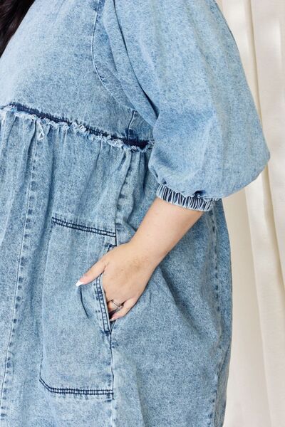 HEYSON Full Size Oversized Denim Babydoll Dress - The Beaucoup Home