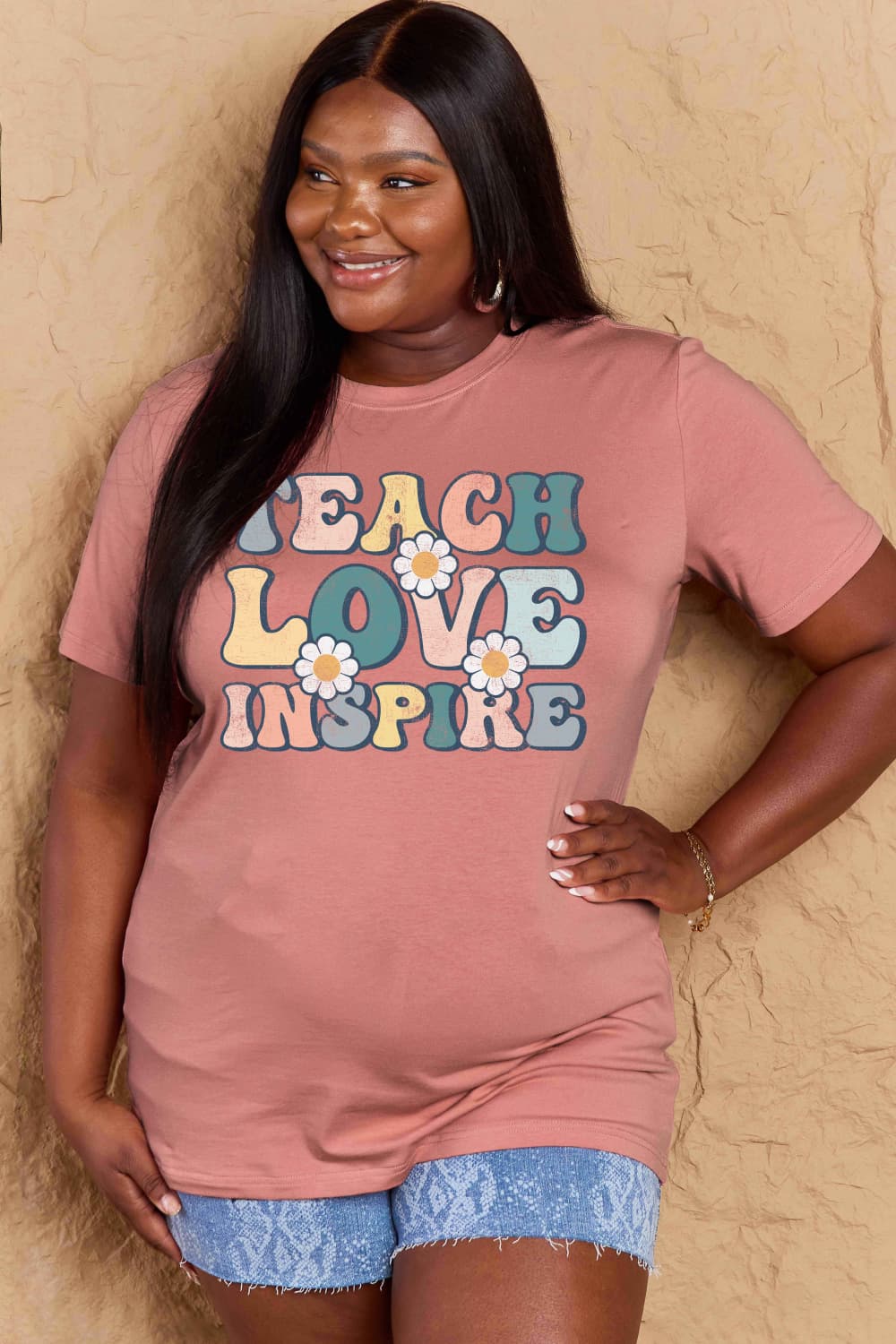 Simply Love Full Size TEACH LOVE INSPIRE Graphic Cotton T-Shirt - The Beaucoup Home