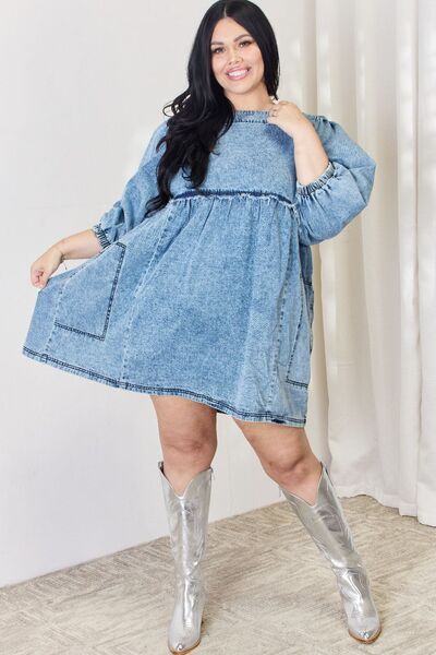 HEYSON Full Size Oversized Denim Babydoll Dress - The Beaucoup Home