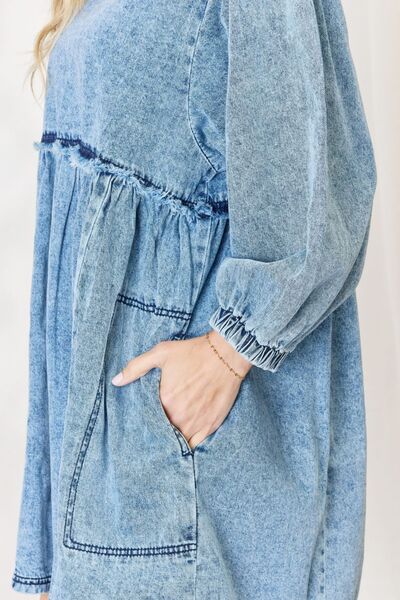 HEYSON Full Size Oversized Denim Babydoll Dress - The Beaucoup Home