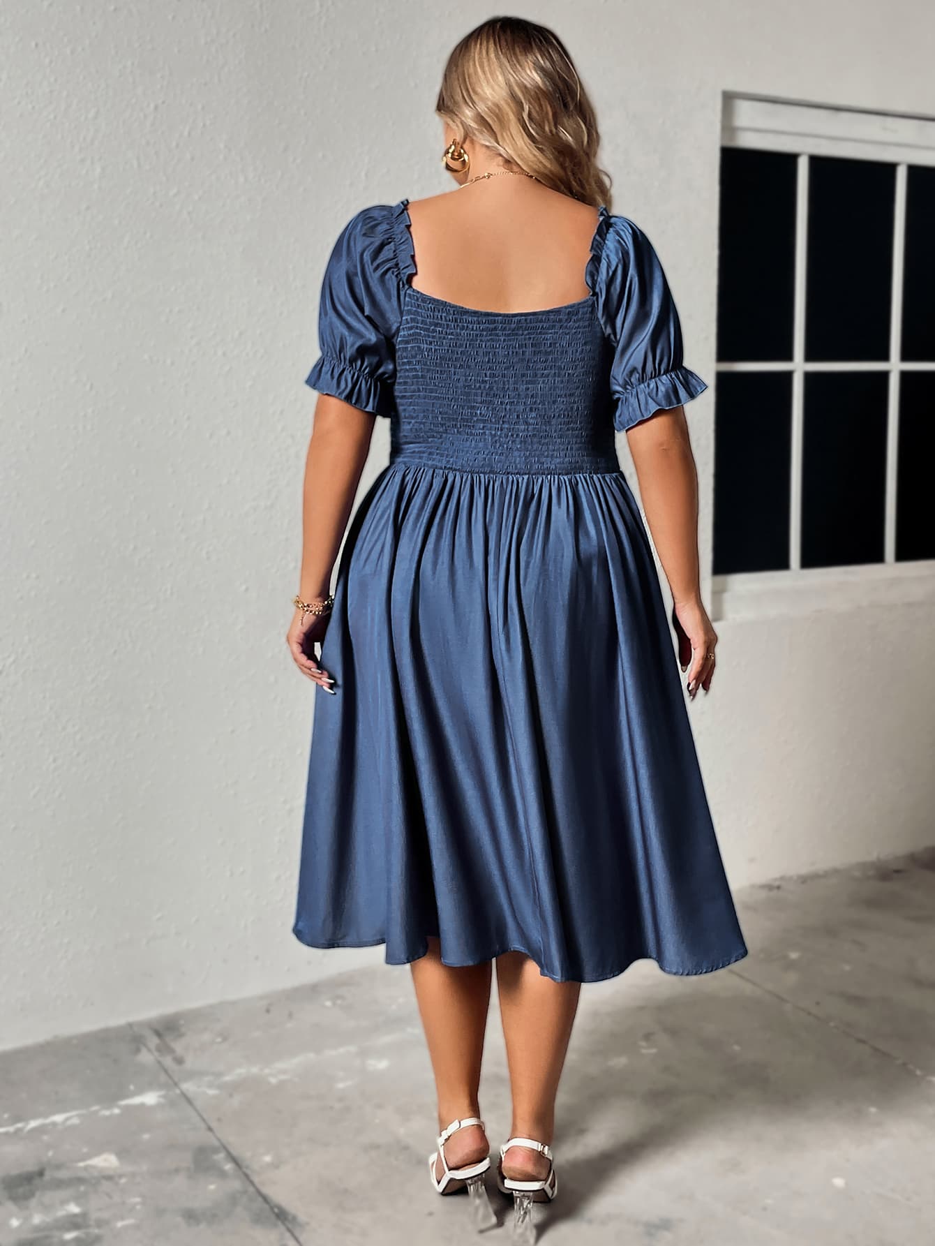 Plus Size Ruched Sweetheart Neck Dress - The Beaucoup Home